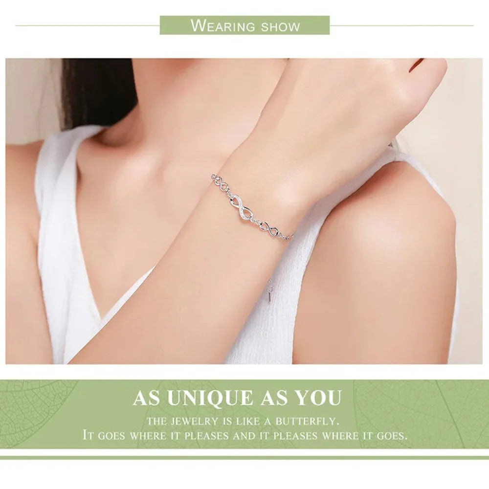Timeless Infinity - Sterling Silver Bracelet with Sparkling Zirconia - Bracelets