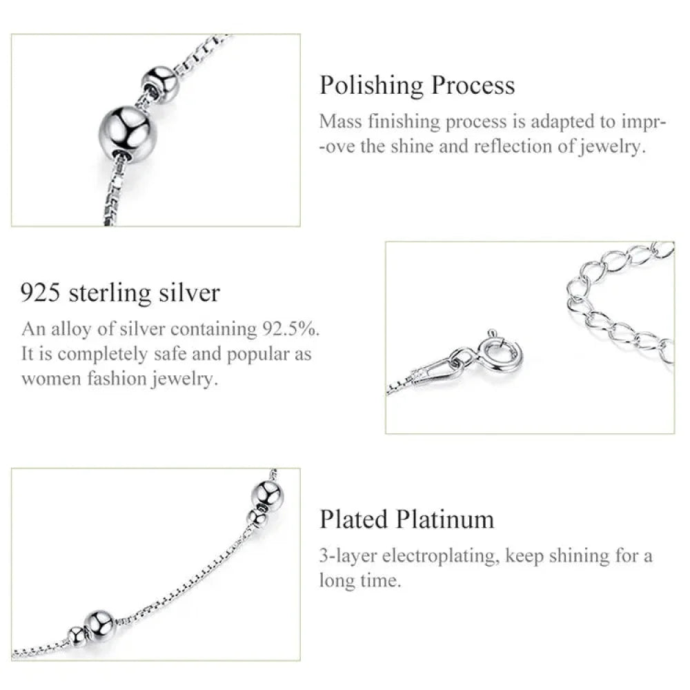Minimalist Round Beads Anklet - Sterling Silver Chain Bracelet for Leg - Female Foot jewellery For Women - SCT005