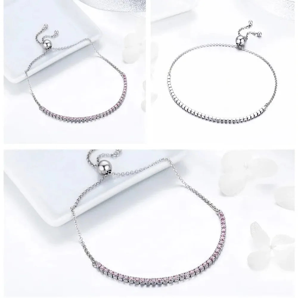 14K Gold Plated CZ Tennis Bracelet | Adjustable 925 Sterling Silver Slider for Women | Wedding jewellery Gift