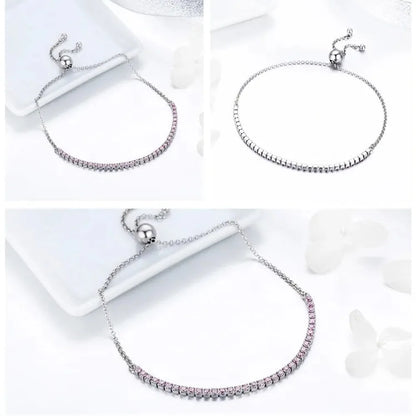 14K Gold Plated CZ Tennis Bracelet | Adjustable 925 Sterling Silver Slider for Women | Wedding jewellery Gift