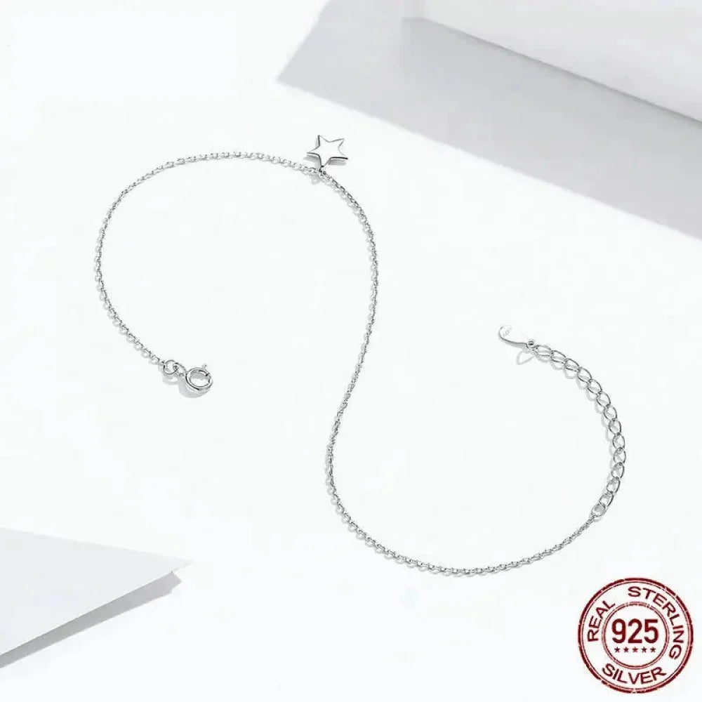 Simple Star Silver Anklet | 925 Sterling Bracelet for Women | Fashion Foot jewellery SCT009 - Anklets