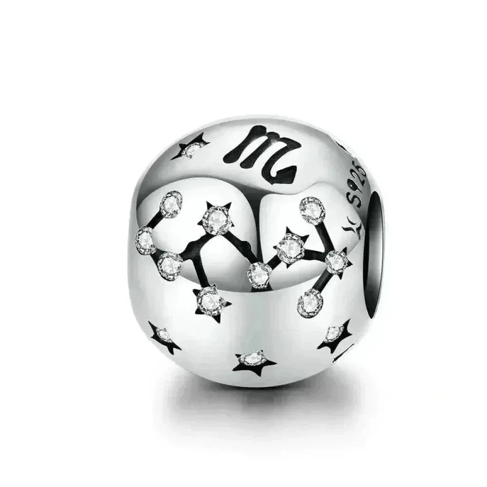 Vintage 925 Sterling Silver Twelve Constellations Star Sign Zodiac Beads Charms for DIY Bracelet Necklace - Scorpio