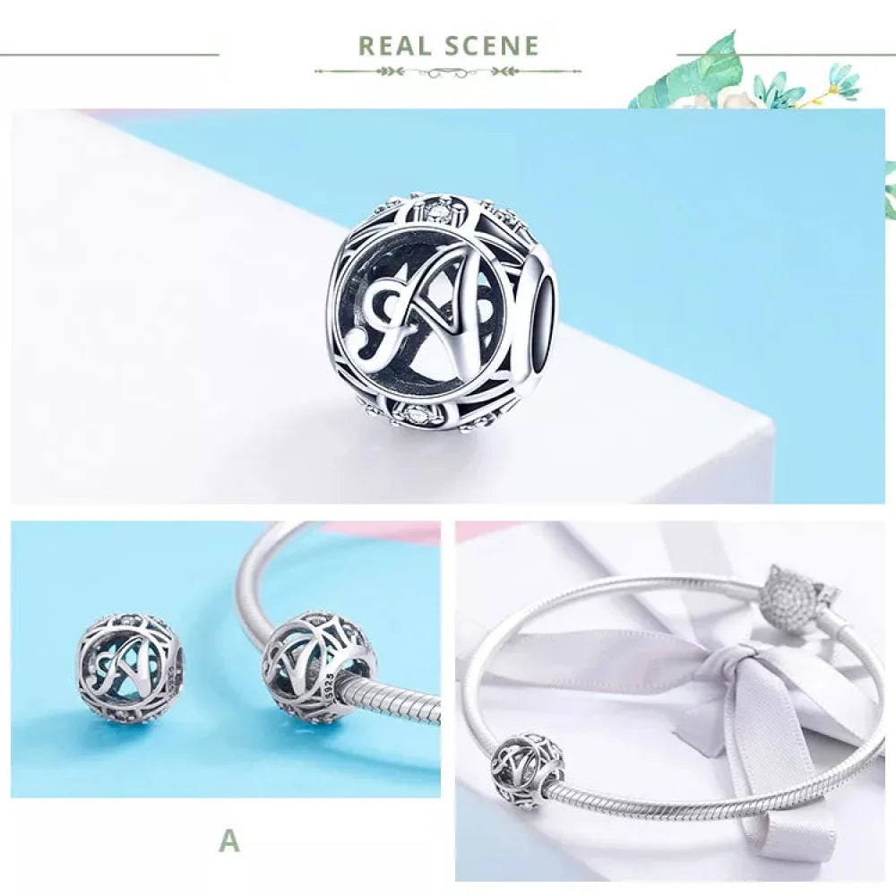 925 Sterling Silver Alphabet Charms - A to Z Letter Collection for DIY jewellery Making
