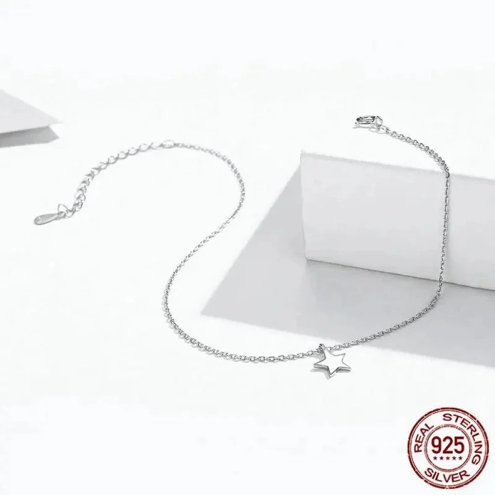 Simple Star Silver Anklet | 925 Sterling Bracelet for Women | Fashion Foot jewellery SCT009 - Anklets