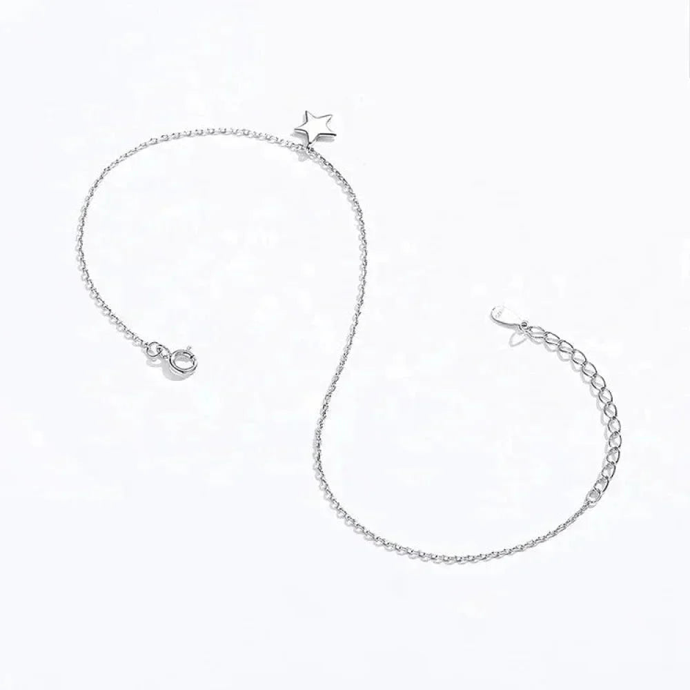 Simple Star Silver Anklet | 925 Sterling Bracelet for Women | Fashion Foot jewellery SCT009 - Anklets