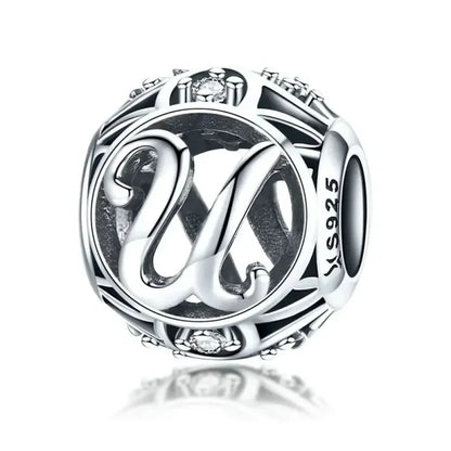 925 Sterling Silver Alphabet Charms - A to Z Letter Collection for DIY jewellery Making - Alphabet-U