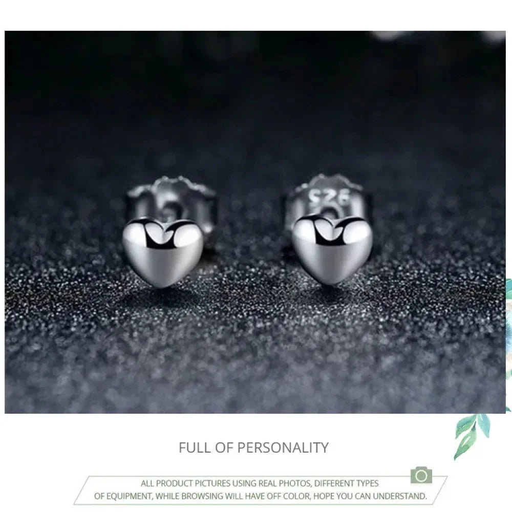 925 Sterling Silver Petite Plain Hearts Stud Earrings | Minimalist Fine jewellery