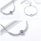 Shimmering Evil Eye Sterling Silver Tennis Bracelet Bracelets