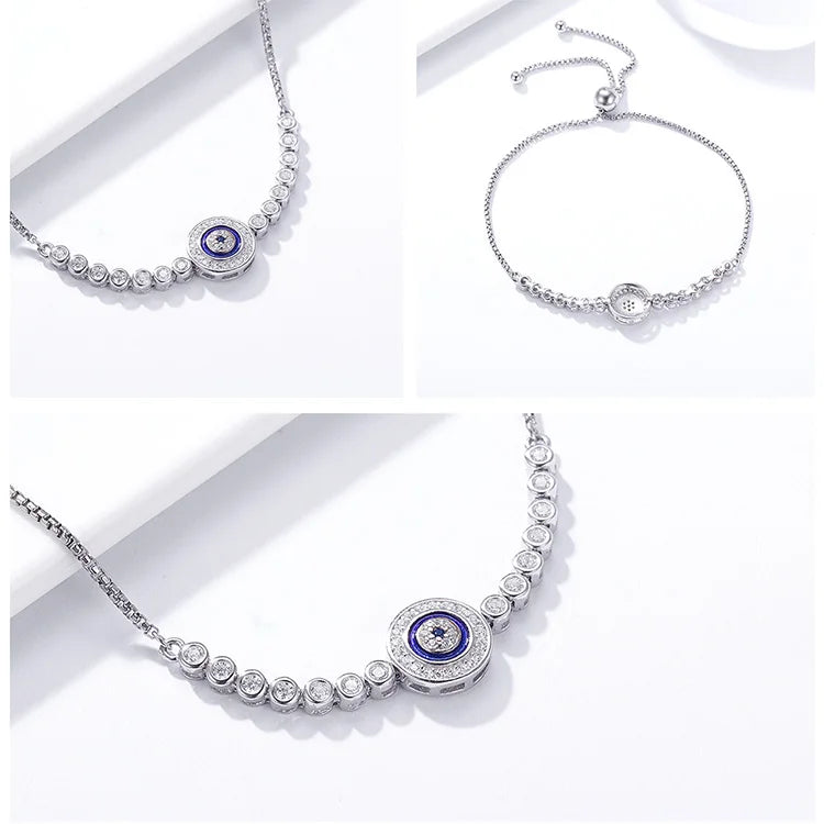 Shimmering Evil Eye Sterling Silver Tennis Bracelet - Bracelets