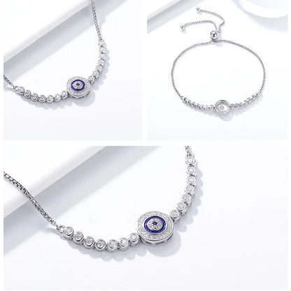 Shimmering Evil Eye Sterling Silver Tennis Bracelet - Bracelets