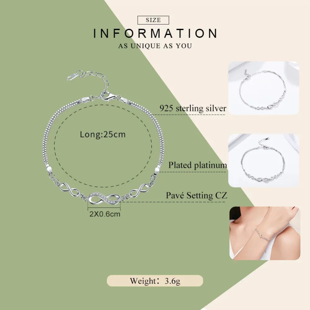 Timeless Infinity - Sterling Silver Bracelet with Sparkling Zirconia - Bracelets