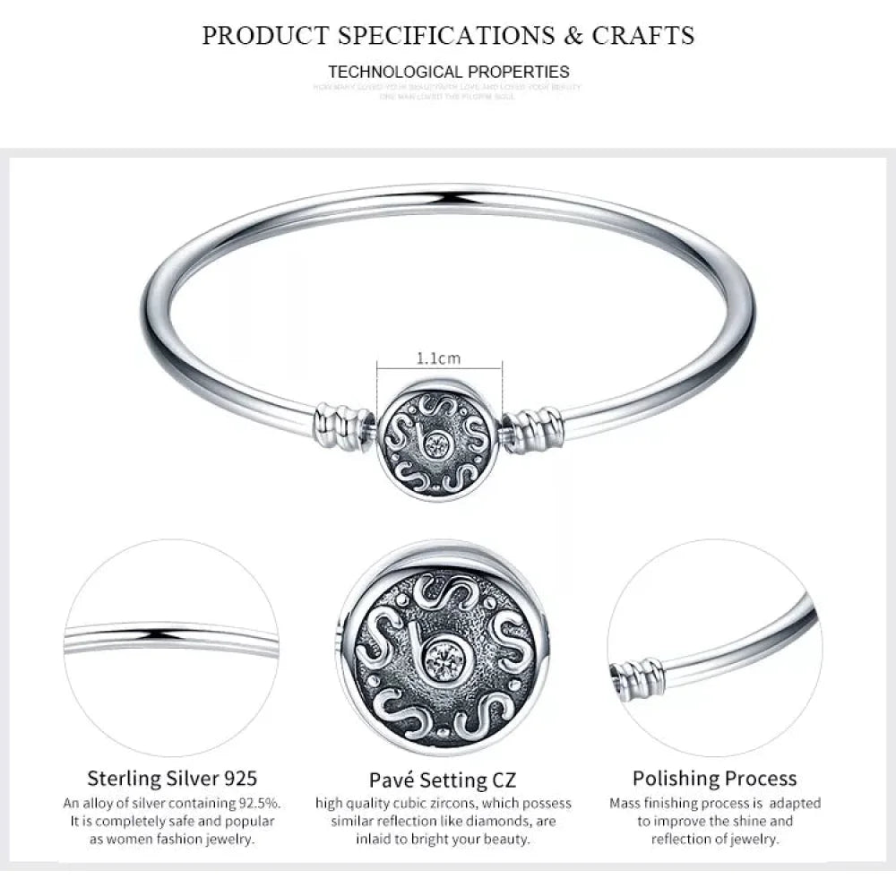 925 Sterling Silver Snake Chain Bangle & Bracelet Pave Setting CZ for Women Pendant Charm Bead DIY Luxury jewellery