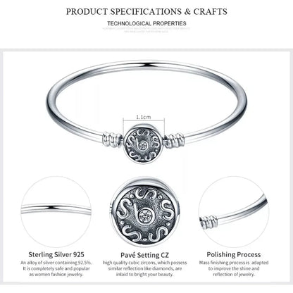 925 Sterling Silver Snake Chain Bangle & Bracelet Pave Setting CZ for Women Pendant Charm Bead DIY Luxury jewellery