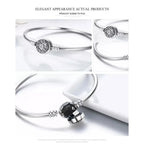 925 Sterling Silver Snake Chain Bangle & Bracelet Pave Setting Cz For Women Pendant Charm Bead Diy Luxury Jewelry