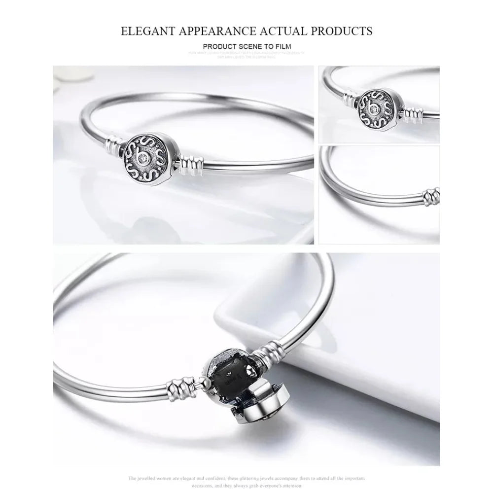 925 Sterling Silver Snake Chain Bangle & Bracelet Pave Setting CZ for Women Pendant Charm Bead DIY Luxury jewellery