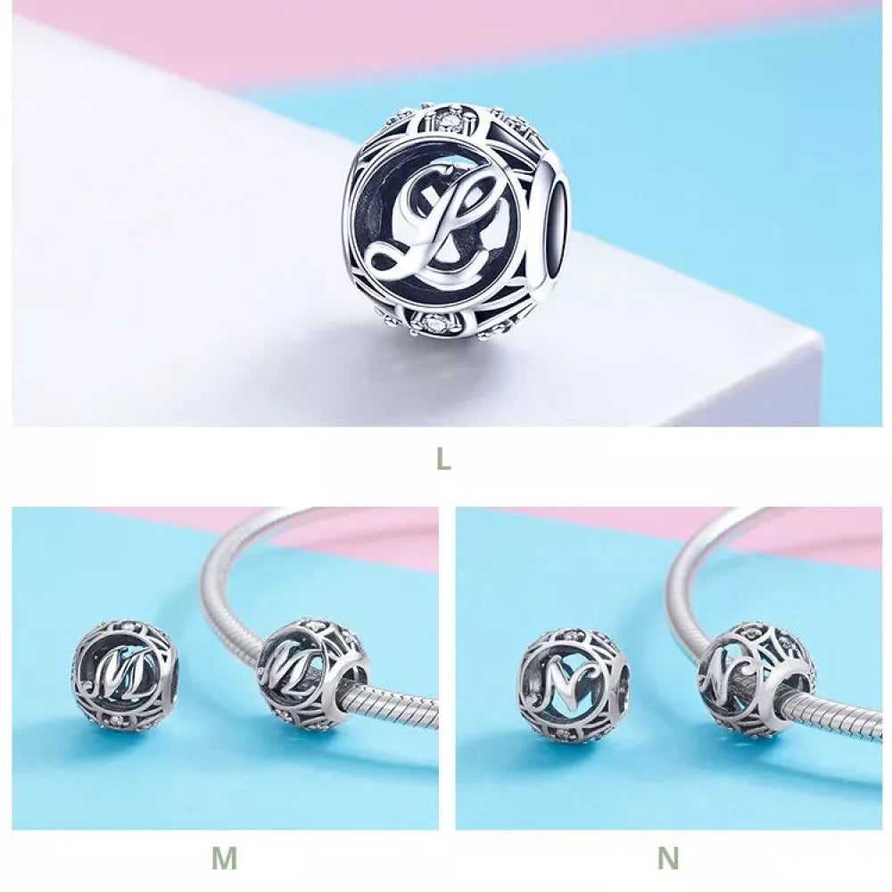 925 Sterling Silver Alphabet Charms - A to Z Letter Collection for DIY jewellery Making