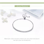 14K Gold Plated Cz Tennis Bracelet | Adjustable 925 Sterling Silver Slider For Women | Wedding Jewelry Gift Bracelets