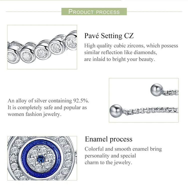 Shimmering Evil Eye Sterling Silver Tennis Bracelet - Bracelets