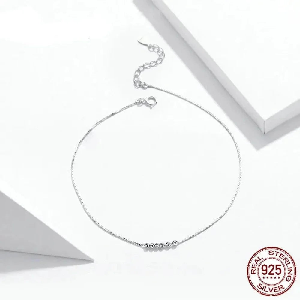 925 Sterling Silver Beaded Anklets - Timeless Elegance for Your Ankle