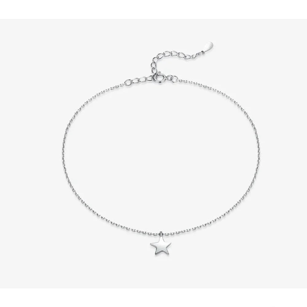 Simple Star Silver Anklet | 925 Sterling Bracelet for Women | Fashion Foot jewellery SCT009 - Anklets