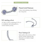Genuine 925 Sterling Silver Luxury Evil Eye Tennis Bracelet Blue Cubic Zircon Crystal Accent Jewelry Scb002 Bracelets