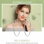 Stylish 925 Sterling Silver Large Hoop Earrings for Women Trendy Circle Endless Huggie Big Hoops (30/40mm)