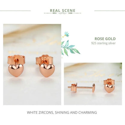 925 Sterling Silver Petite Plain Hearts Stud Earrings | Minimalist Fine jewellery