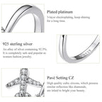 Genuine 925 Sterling Silver Flying Plane Open Adjustable Ring With Clear Cz Fine Jewelry Rings