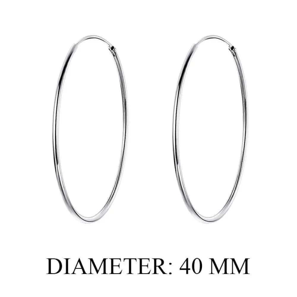Stylish 925 Sterling Silver Large Hoop Earrings for Women - Trendy Circle Endless Huggie Big Hoops (30/40mm) - 40Mm