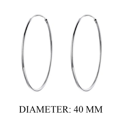 Stylish 925 Sterling Silver Large Hoop Earrings for Women - Trendy Circle Endless Huggie Big Hoops (30/40mm) - 40Mm