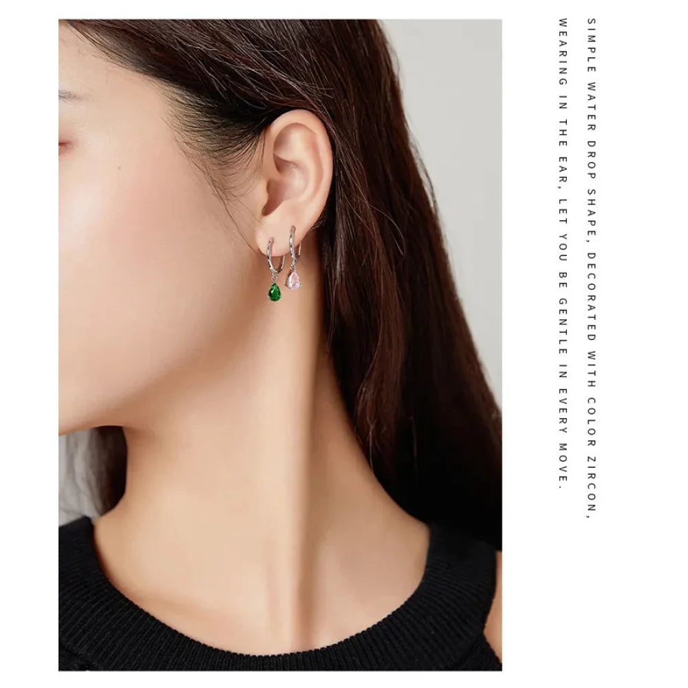 Exquisite ISHWAR Water Drop Earrings | 925 Sterling Silver | 4 Colors | Statement jewellery SCE1018