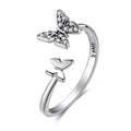 Dazzling Butterfly Sterling Silver Open Ring: A Symbol of Freedom Rings