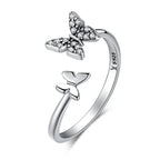 Dazzling Butterfly Sterling Silver Open Ring: A Symbol of Freedom Rings