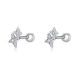 925 Sterling Silver Star And Butterfly Stud Earrings Delicate Fine Jewelry Four Pointed