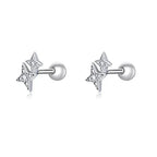 925 Sterling Silver Star And Butterfly Stud Earrings Delicate Fine Jewelry Four Pointed