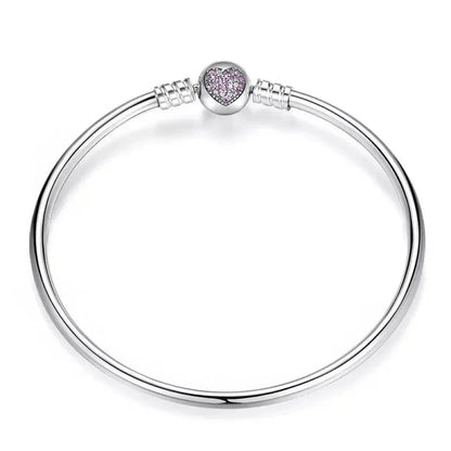 925 Sterling Silver Snake Chain Bangle & Bracelet Pave Setting CZ for Women Pendant Charm Bead DIY Luxury jewellery