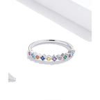 925 Sterling Silver Multicolor Zircon Finger Ring for Women Trendy Fashion Dazzling CZ Stone Anillos jewelry Gift Rings