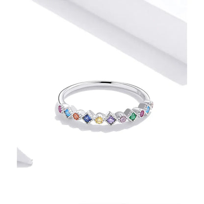 925 Sterling Silver Multicolor Zircon Finger Ring for Women - Trendy Fashion Dazzling CZ Stone Anillos jewellery Gift