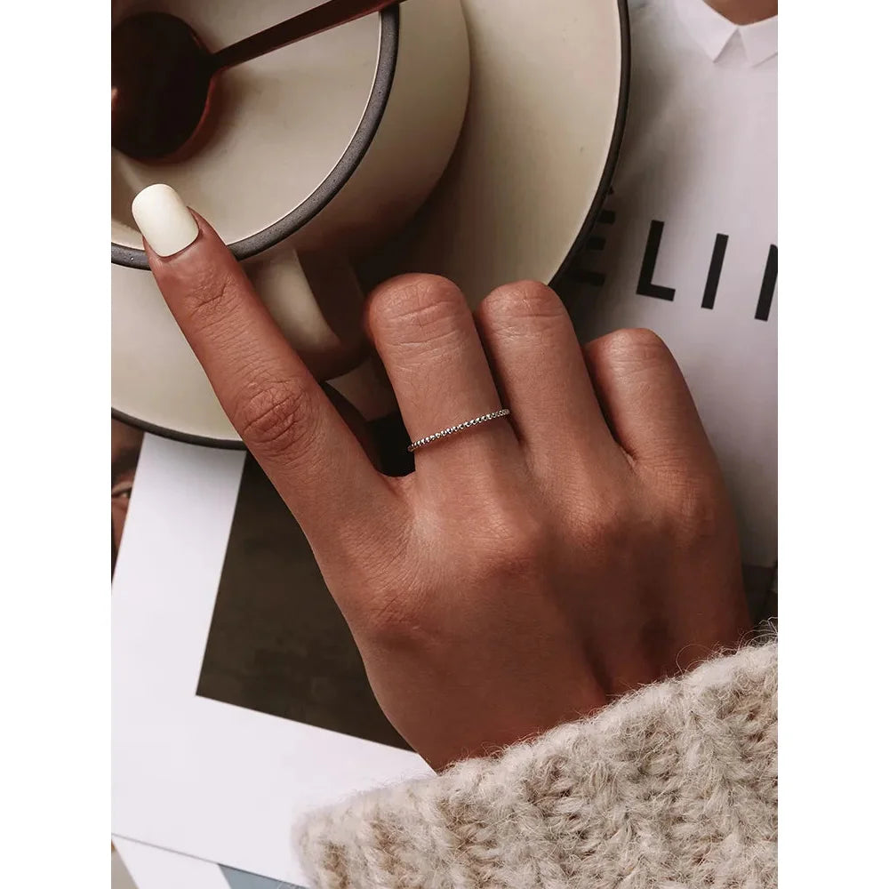925 Sterling Silver Braided Texture Twisted Eternity Band Stackable Rings - Fine jewellery