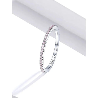 925 Sterling Silver CZ Simulated Diamond Stackable Ring Platinum Plated Eternity Bands for Women - Rings