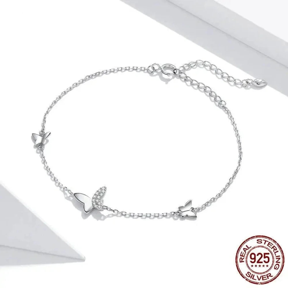 Delicate Sterling Silver Butterfly Bracelet - A Symbol of Freedom and Transformation - Bracelets