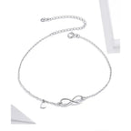 Elegant 925 Sterling Silver Infinity Chain Anklet Trendy Summer Foot Jewelry Anklets