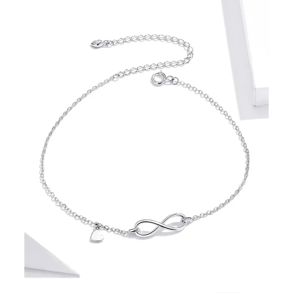 Elegant 925 Sterling Silver Infinity Chain Anklet - Trendy Summer Foot jewellery - Anklets