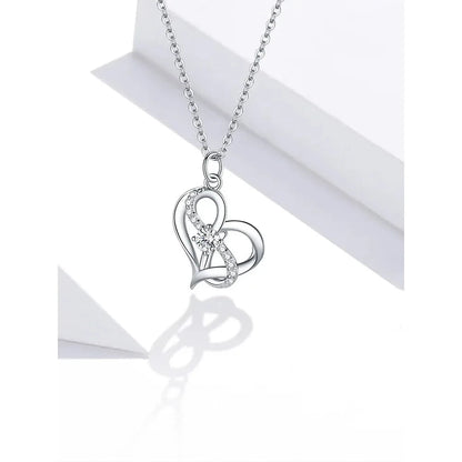 Sterling Silver Forever Love Heart Pendant Necklace with Cubic Zirconia - Women’s - Necklaces