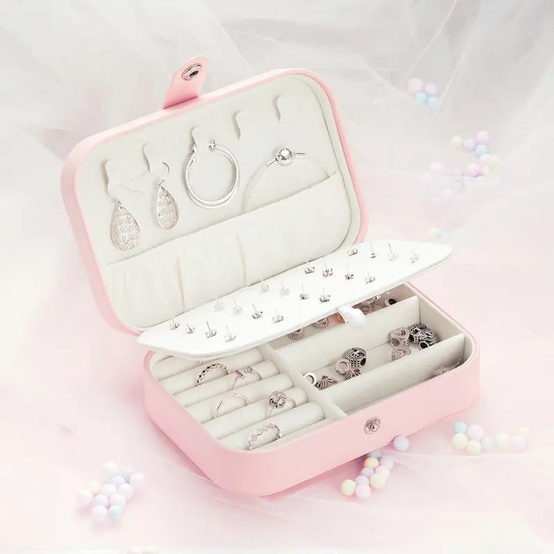 Treasure Keeper: Pink PU Leather jewellery Box for Rings Necklaces & More - Jewelry Boxes