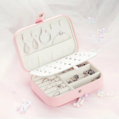 Treasure Keeper: Pink PU Leather jewellery Box for Rings Necklaces & More - Jewelry Boxes