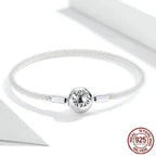 Shop Elegant 925 Sterling Silver Snake Chain Bracelets For Women Charm Bead Diy Fine Jewelry | 17Cm 19Cm