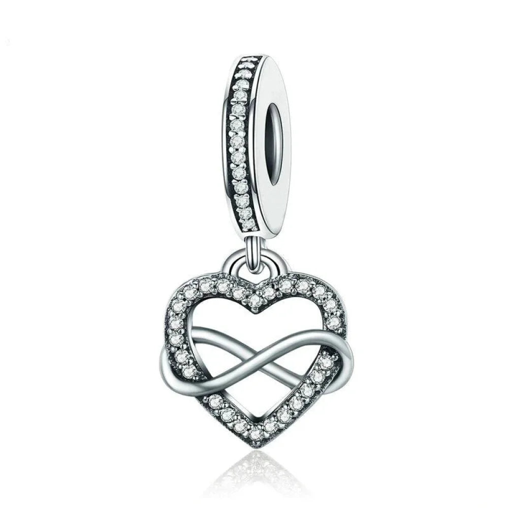 Sterling Silver Infinity Heart Dangle Charm - Endless Love for Your Bracelet - Charms