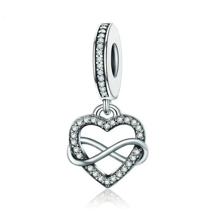 Sterling Silver Infinity Heart Dangle Charm - Endless Love for Your Bracelet - Charms