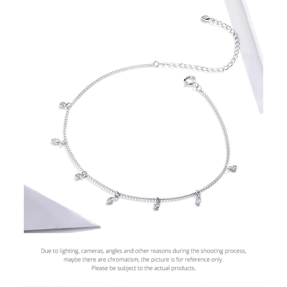 Authentic 925 Sterling Silver Minimalism Tassel Chain Anklet for Women - Anklets